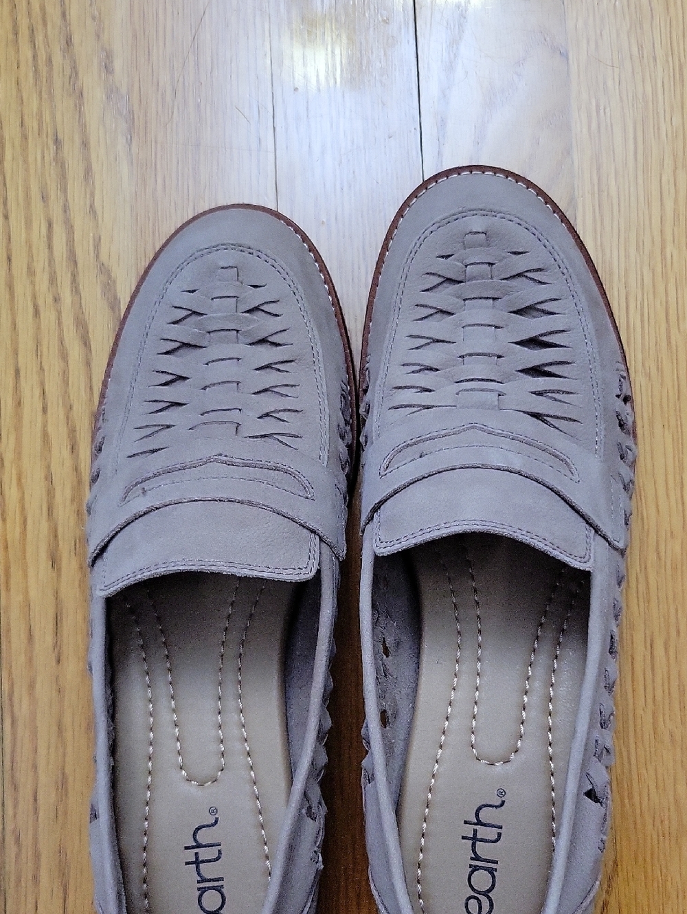 Earth Ella Taupe Woven Suede Slip-On Loafers